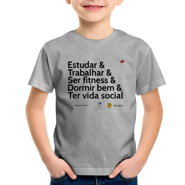 Camiseta Infantil Não sou um robô... ou sou? - Cinza