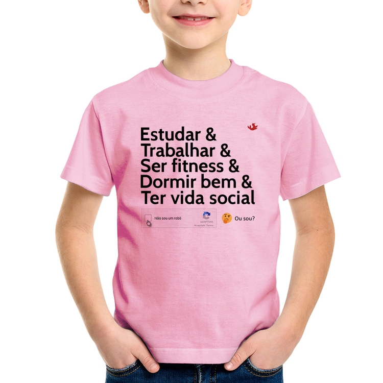 Camiseta Infantil Não sou um robô... ou sou? - Rosa Bebê