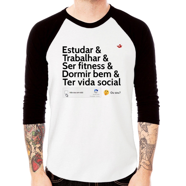Camiseta Raglan Não sou um robô... ou sou? Manga 3/4
