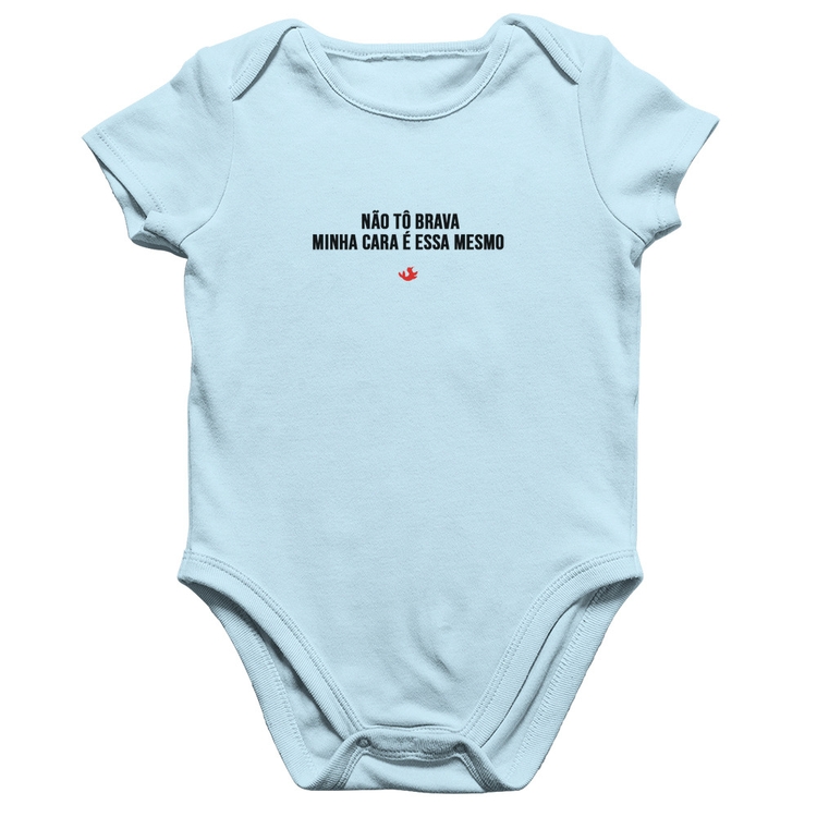 Body Bebê Algodão Não tô brava - Azul Bebê