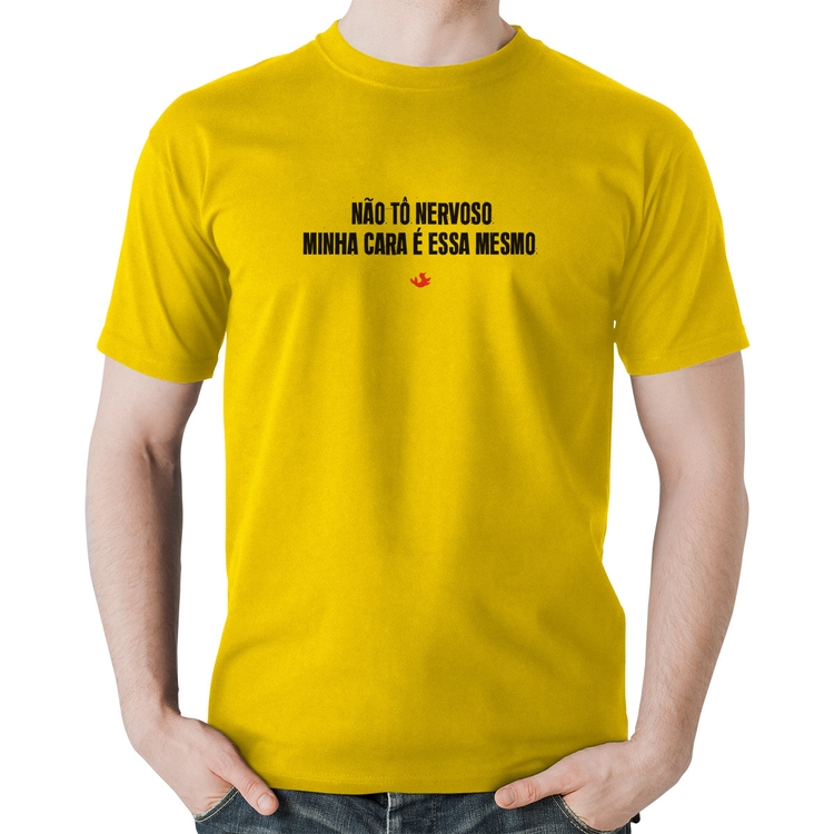 Camiseta Algodão Não tô nervoso - Amarela