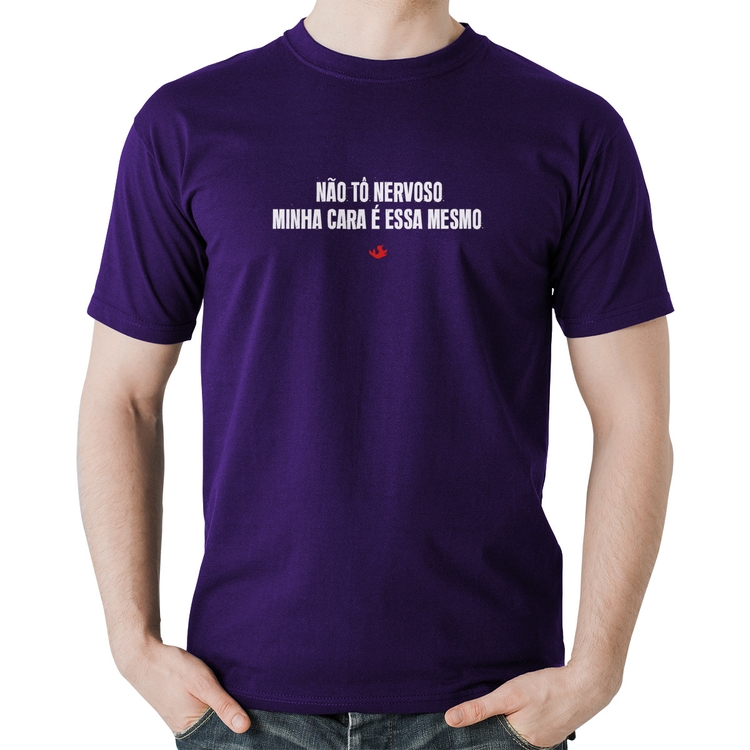 Camiseta Algodão Não tô nervoso - Roxa