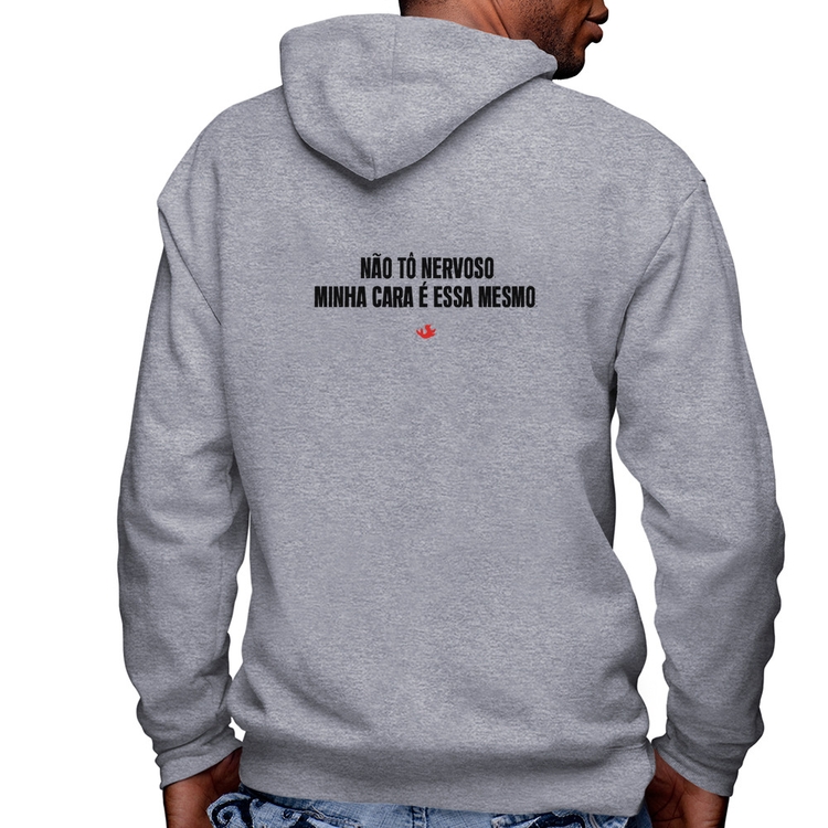 Blusa Moletom Não tô nervoso Masculina com Capuz e Zíper - Mescla