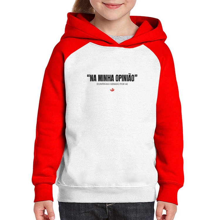 Moletom Infantil Na Minha Opinião (IA) - Branco/Vermelho