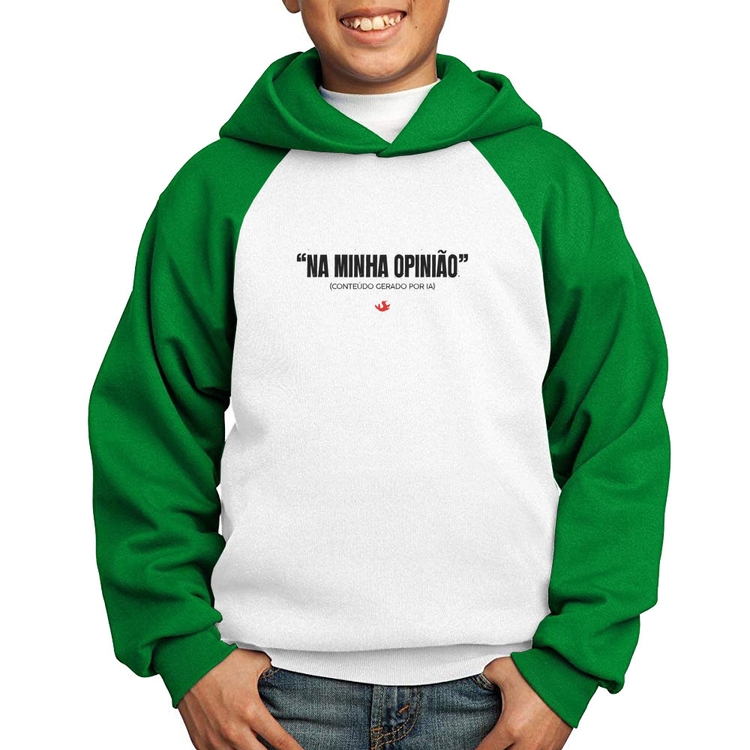 Moletom Infantil Na Minha Opinião (IA) - Branco/Verde