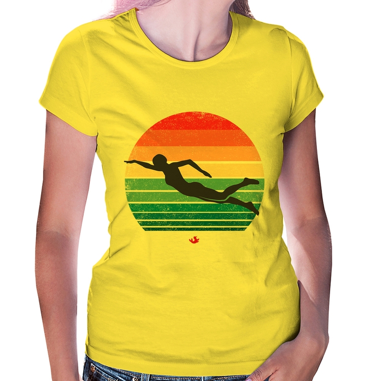 Baby Look Nadadora Vintage Sunset - Amarela