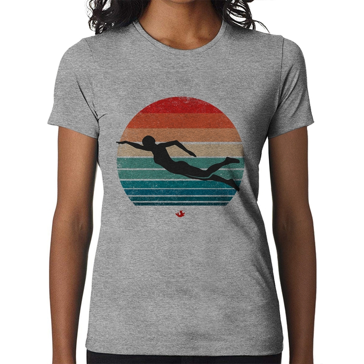 Baby Look Nadadora Vintage Sunset - Cinza