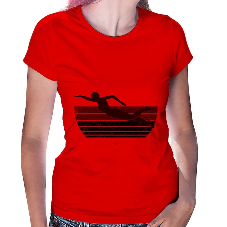 Baby Look Nadadora Vintage Sunset - Vermelha