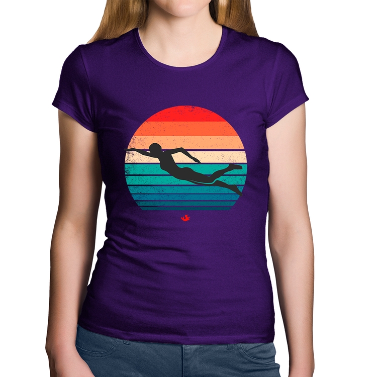 Baby Look Algodão Nadadora Vintage Sunset - Roxa