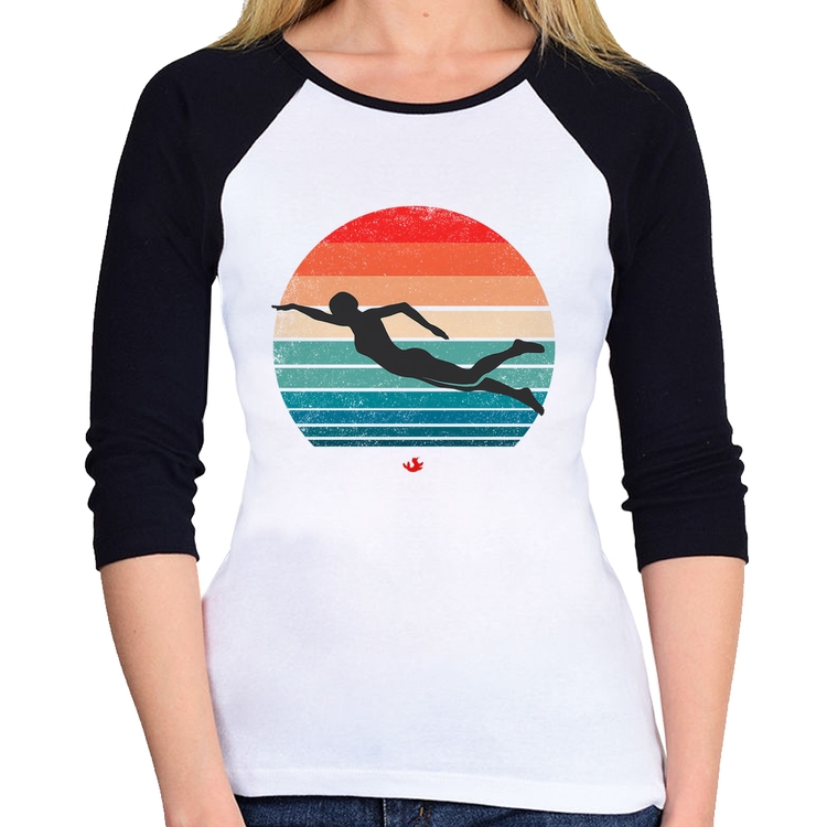 Baby Look Raglan Nadadora Vintage Sunset Manga 3/4