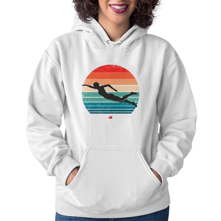Moletom Feminino Nadadora Vintage Sunset - Branco