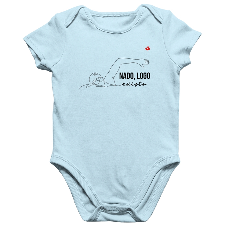 Body Bebê Algodão Nado, logo existo - Azul Bebê