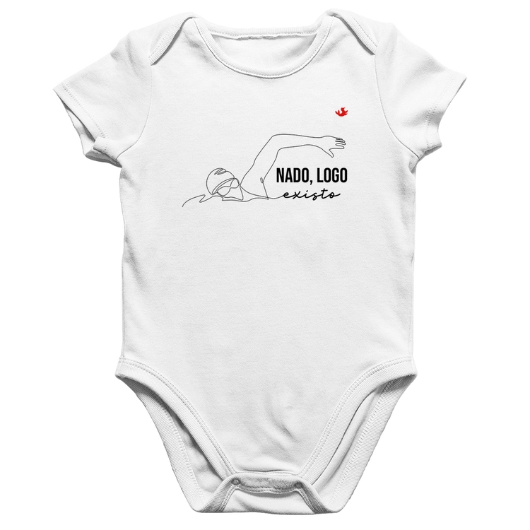 Body Bebê Algodão Nado, logo existo - Branco