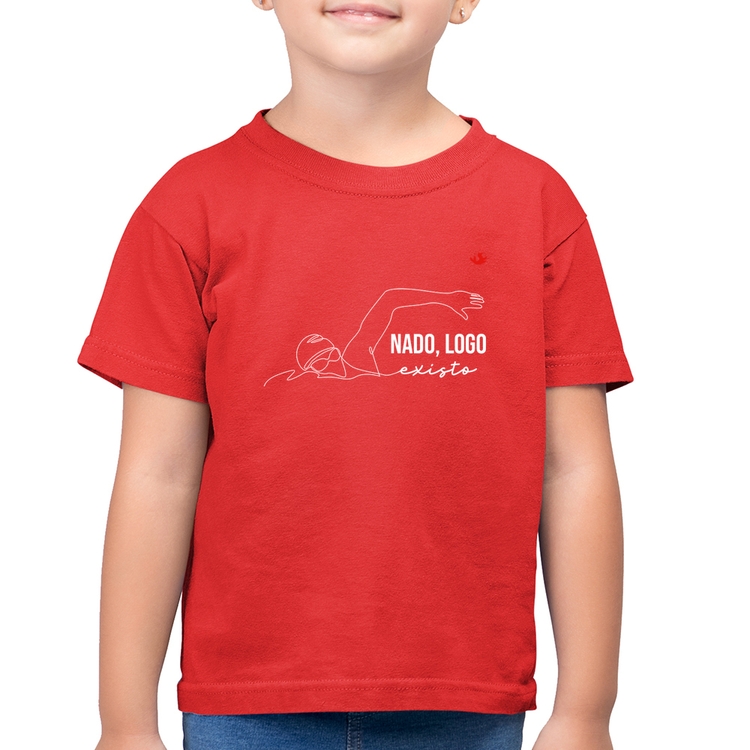 Camiseta Algodão Infantil Nado, logo existo - Vermelha
