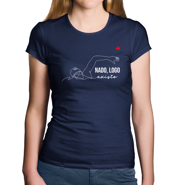 Baby Look Algodão Nado, logo existo - Marinho