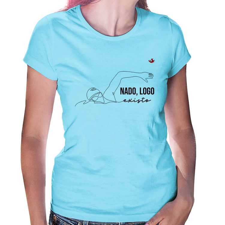 Baby Look Nado, logo existo - Azul Bebê