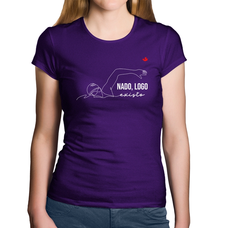 Baby Look Algodão Nado, logo existo - Roxa