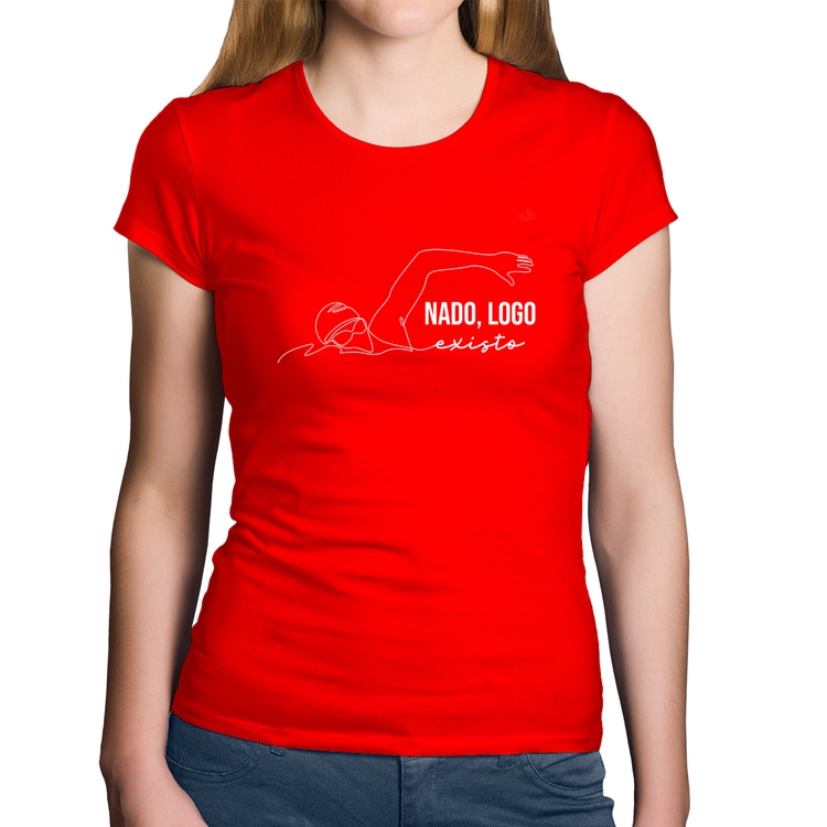 Baby Look Algodão Nado, logo existo - Vermelha