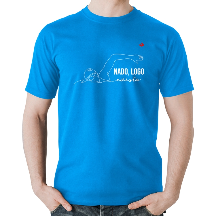 Camiseta Algodão Nado, logo existo - Azul