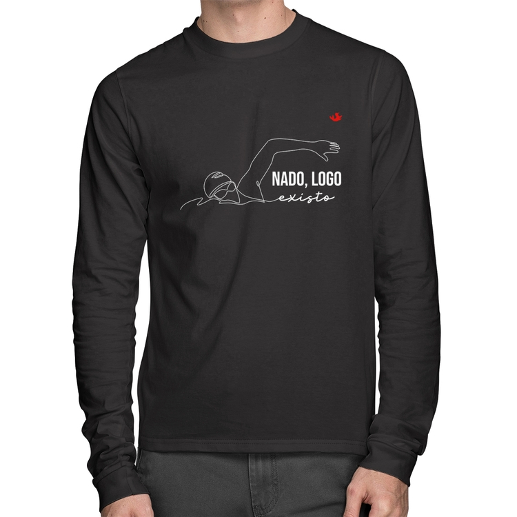 Camiseta Algodão Nado, logo existo Manga Longa