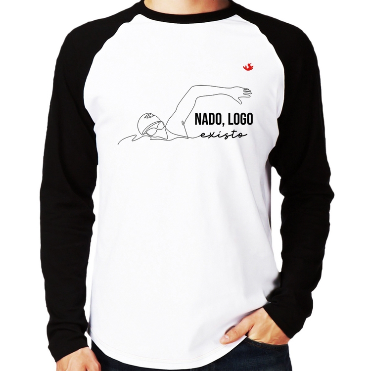Camiseta Raglan Nado, logo existo Manga Longa