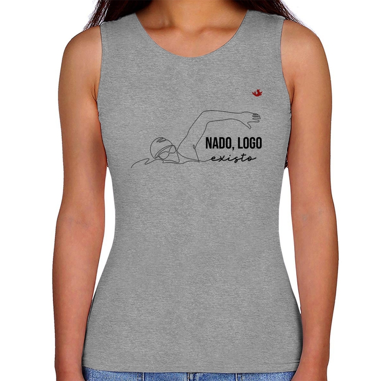 Regata Feminina Nado, logo existo - Cinza