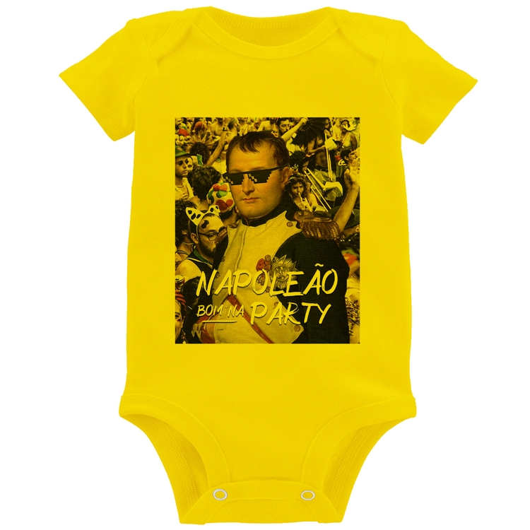 Body Bebê Napoleão bom na party - Amarelo