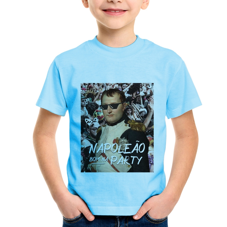Camiseta Infantil Napoleão bom na party - Azul Bebê