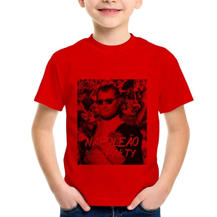 Camiseta Infantil Napoleão bom na party - Vermelha