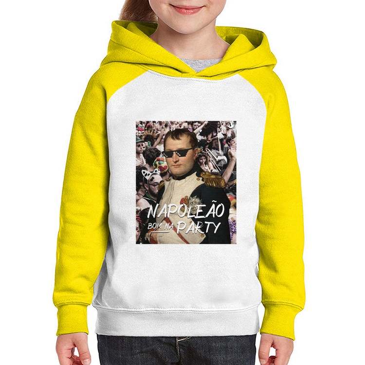 Moletom Infantil Napoleão bom na party - Branco/Amarelo