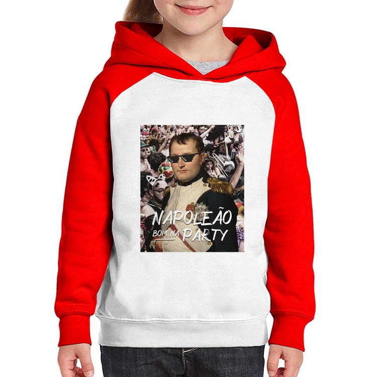 Moletom Infantil Napoleão bom na party - Branco/Vermelho