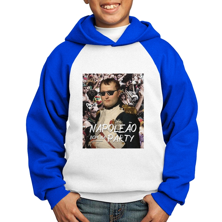 Moletom Infantil Napoleão bom na party - Branco/Azul