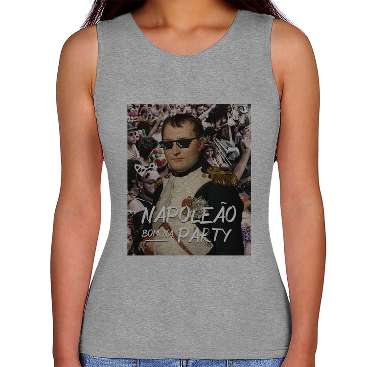 Regata Feminina Napoleão bom na party - Cinza