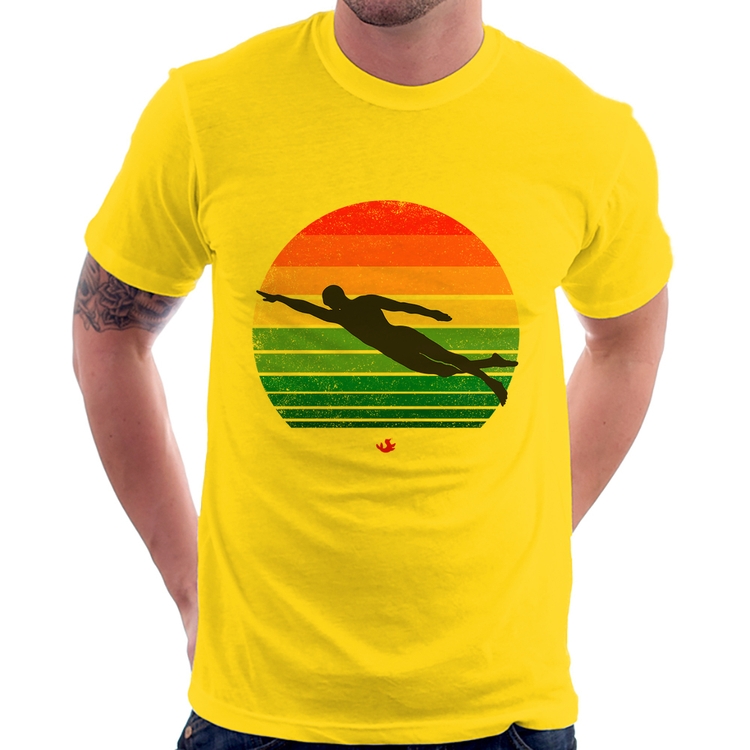 Camiseta Nadador Vintage Sunset - Amarela