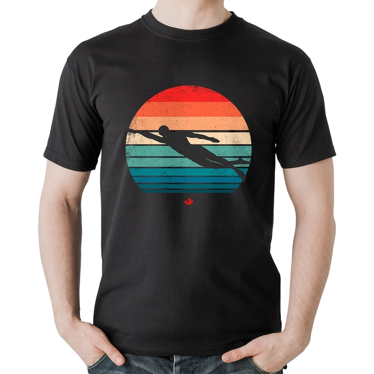 Camiseta Algodão Nadador Vintage Sunset