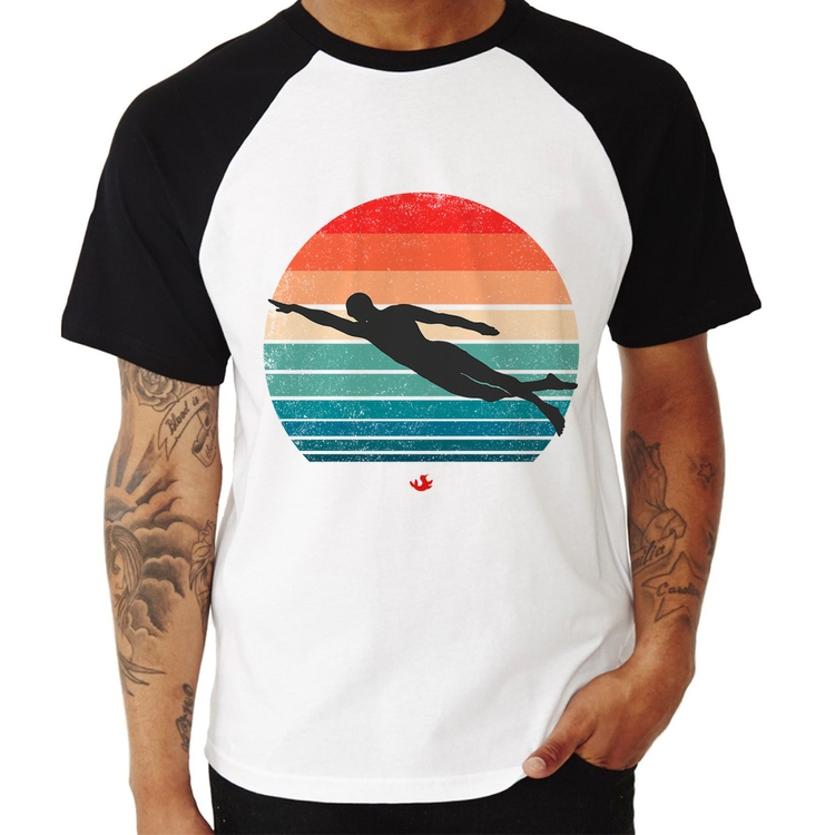 Camiseta Raglan Nadador Vintage Sunset