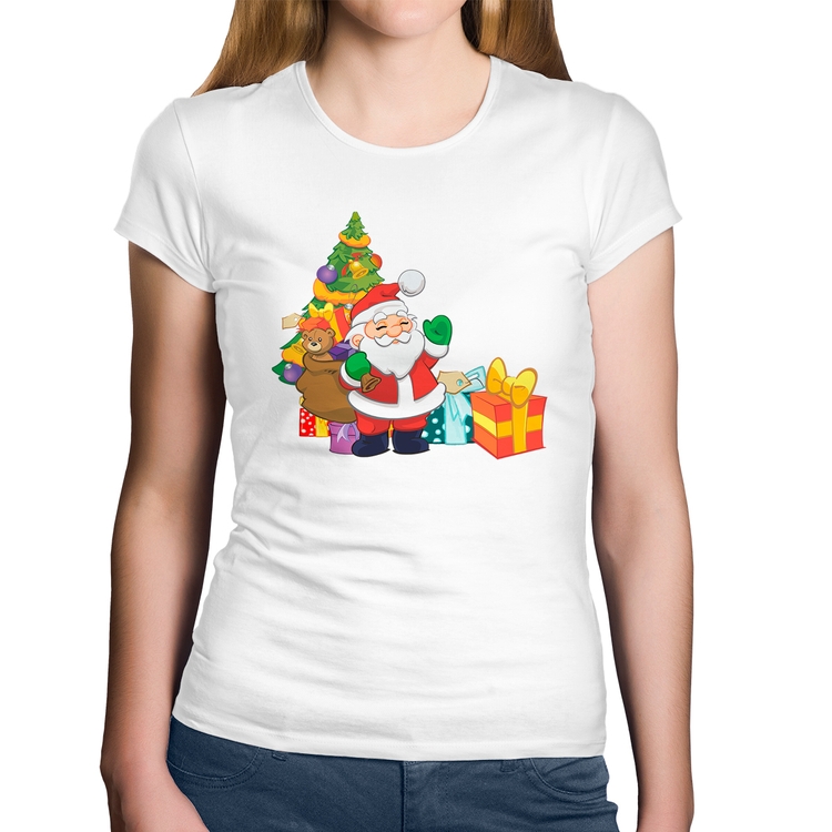 Baby Look Algodão Natal Papai Noel - Branca