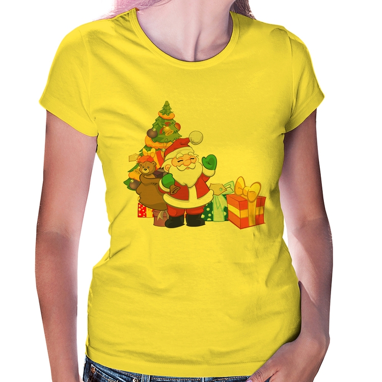 Baby Look Natal Papai Noel - Amarela