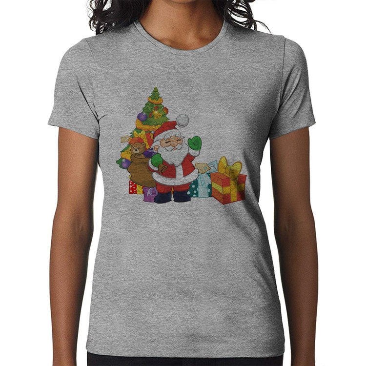 Baby Look Natal Papai Noel - Cinza