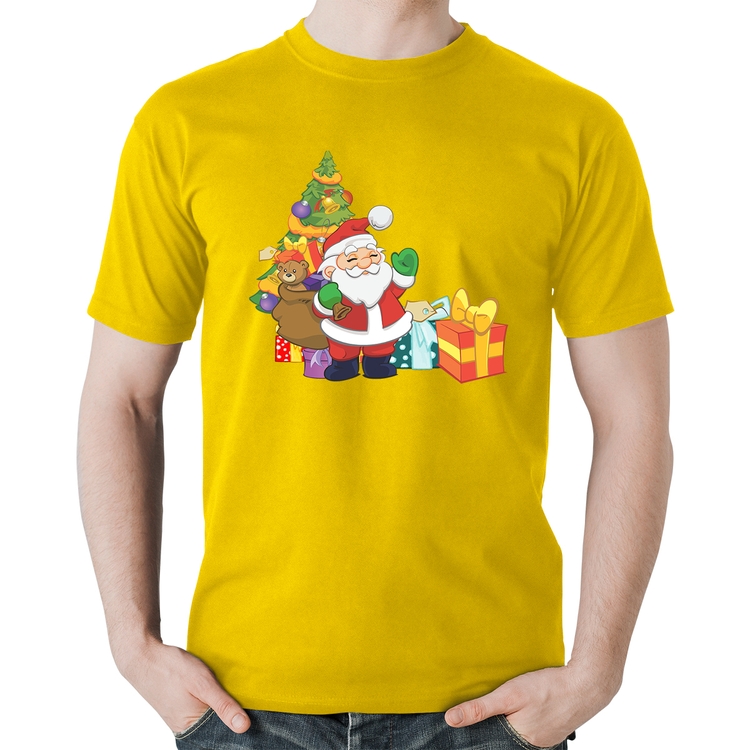 Camiseta Algodão Natal Papai Noel - Amarela