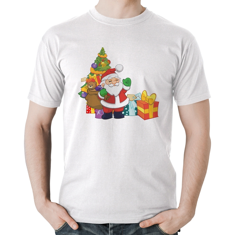 Camiseta Algodão Natal Papai Noel - Branca