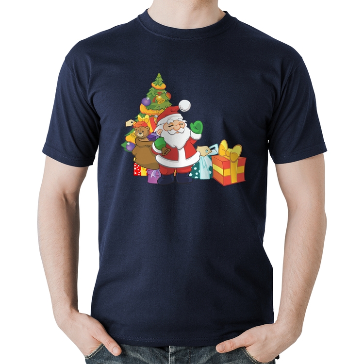 Camiseta Algodão Natal Papai Noel - Marinho