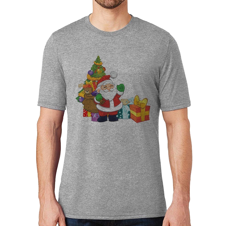 Camiseta Natal Papai Noel - Cinza