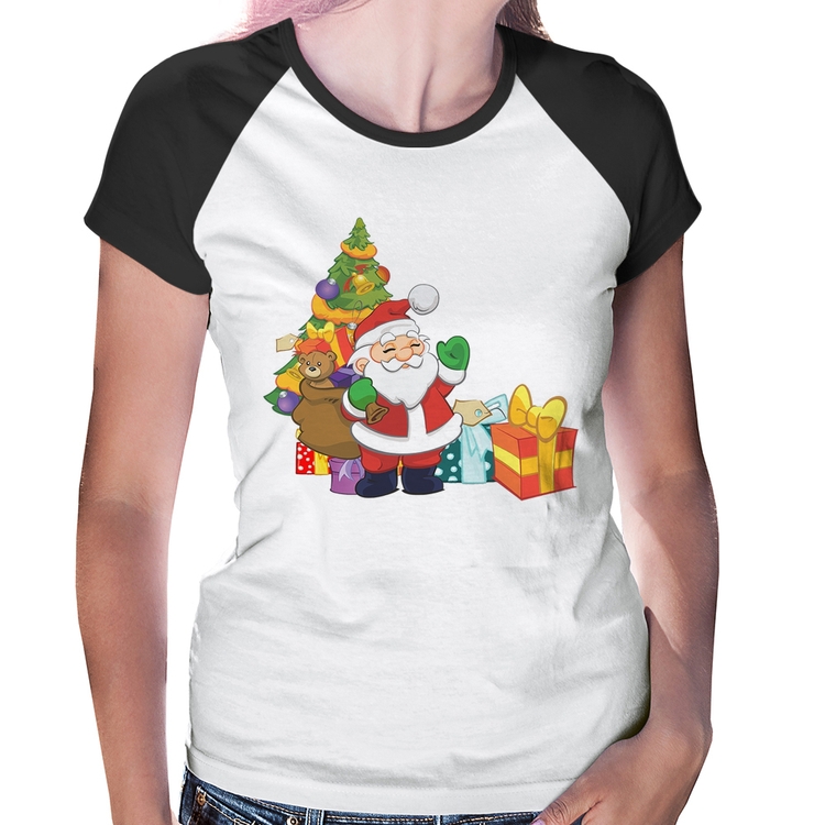 Baby Look Raglan Natal Papai Noel