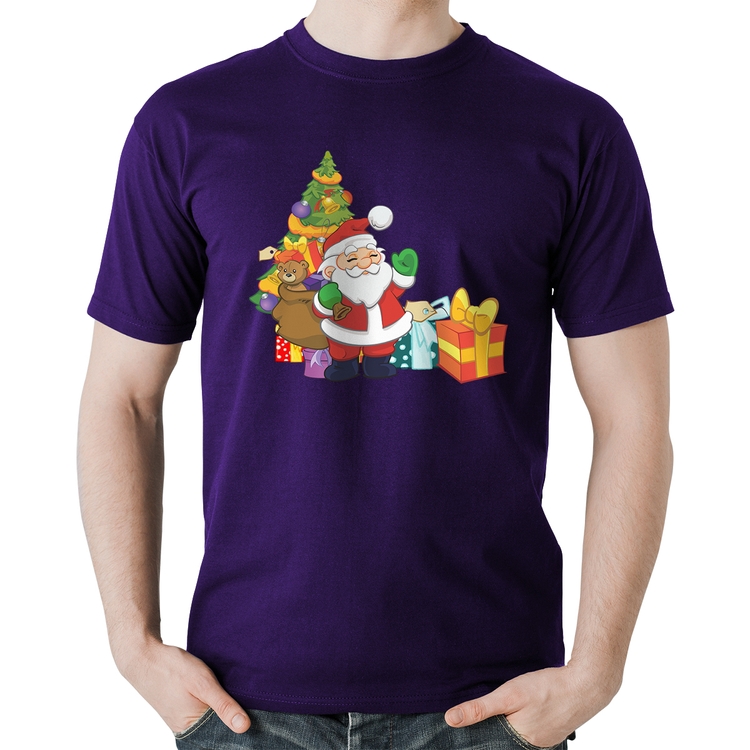 Camiseta Algodão Natal Papai Noel - Roxa