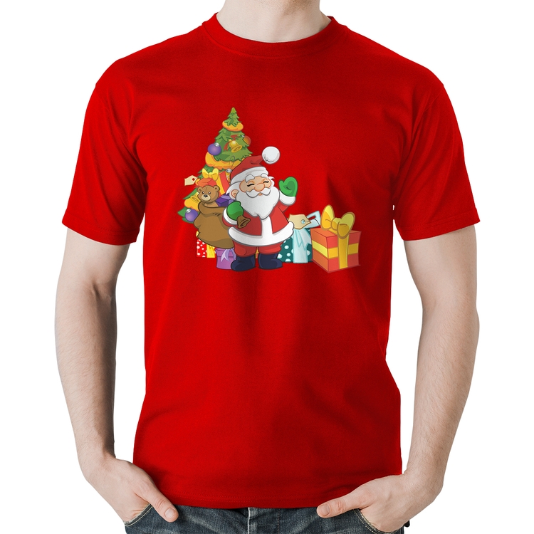 Camiseta Algodão Natal Papai Noel - Vermelha