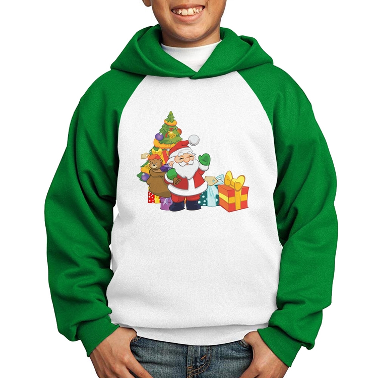 Moletom Infantil Natal Papai Noel - Branco/Verde