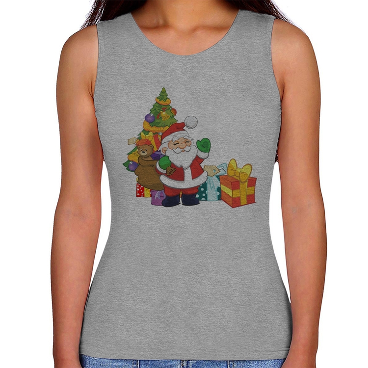 Regata Feminina Natal Papai Noel - Cinza