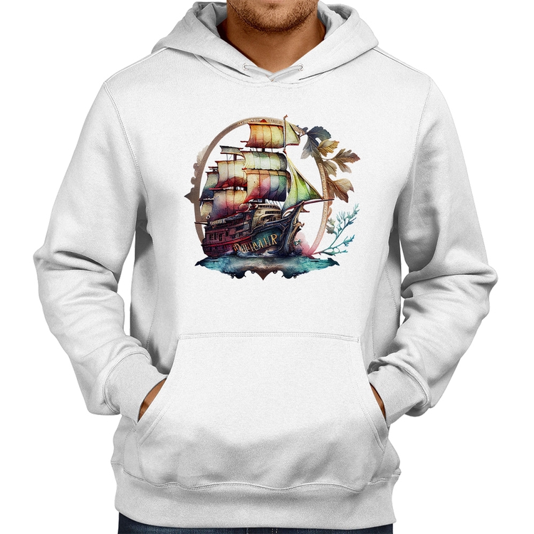 Moletom Navio e Flores - Branco