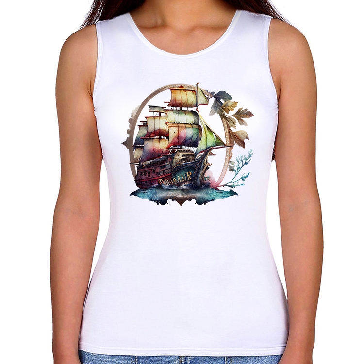 Regata Feminina Navio e Flores